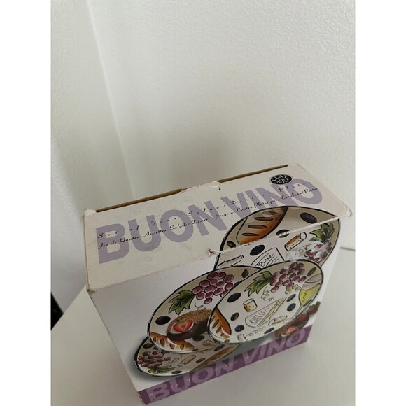 Buon Vino Clay Art Hand Painted Stonelite 8.5" Clay Salad Plates Lot of 4 NEW - Picture 4 of 10